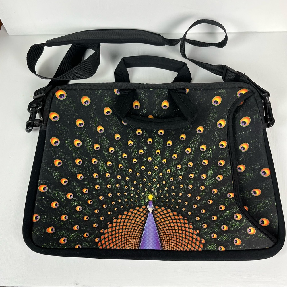 Peacock Laptop Bag with Handles and Shoulder Straps